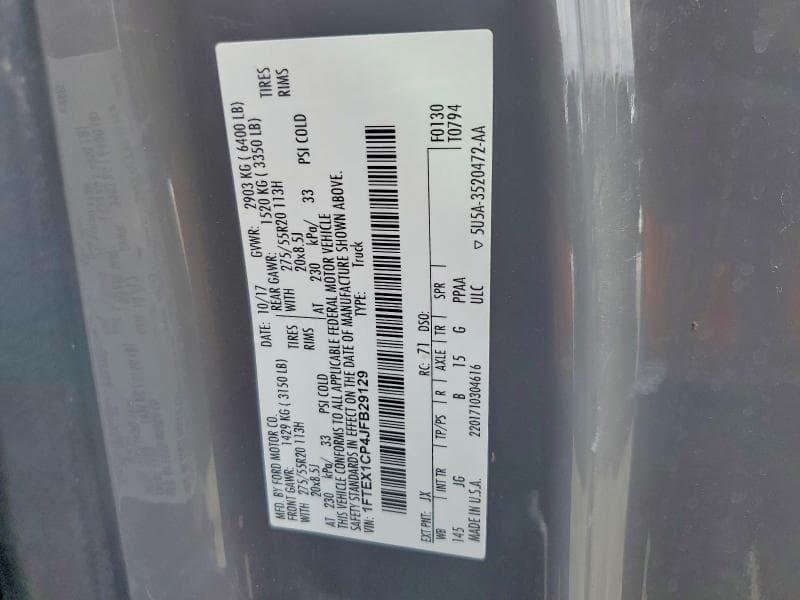 2018 FORD F150 SUPER CAB 12
