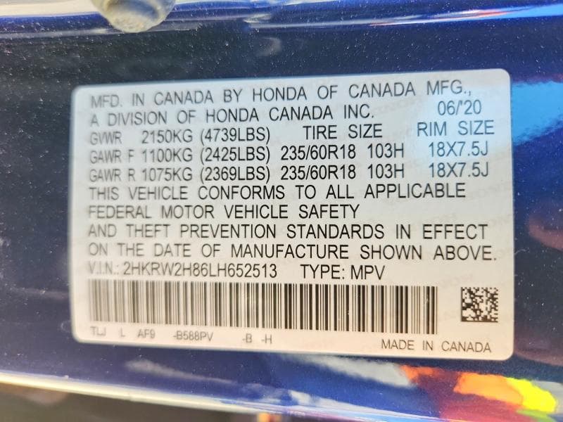 2020 HONDA CR-V EXL 12