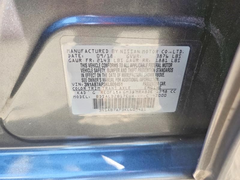 2019 NISSAN SENTRA SV 12