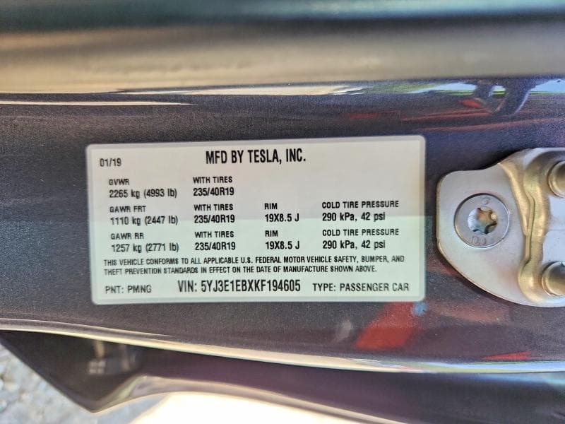 2019 TESLA MODEL 3 12