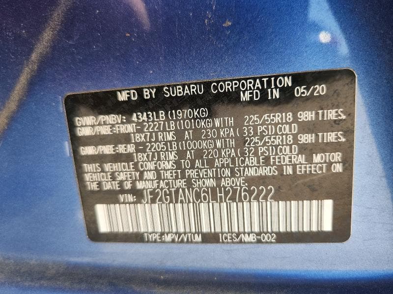 2020 SUBARU CROSSTREK LIMITED 13