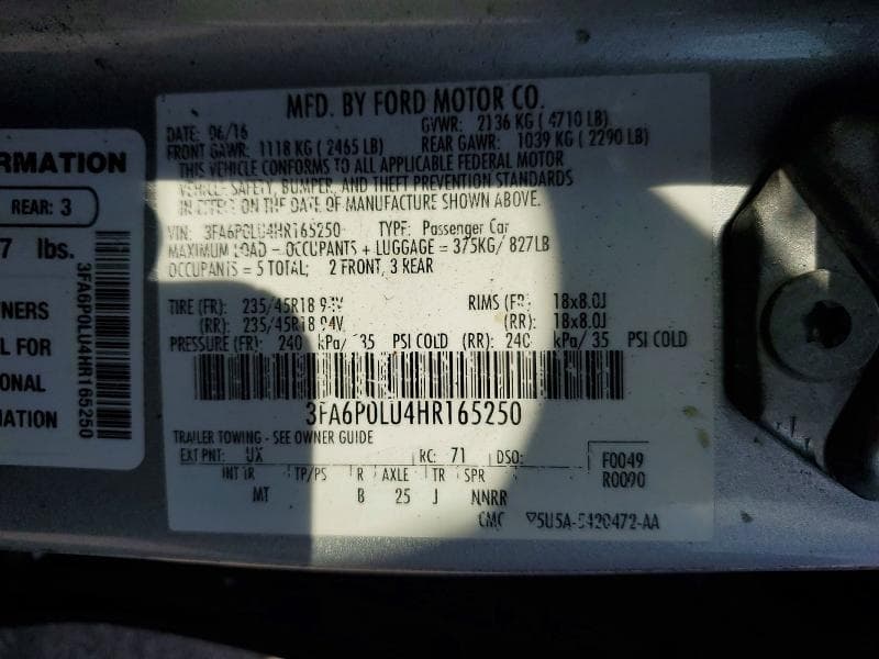 2017 FORD FUSION SE HYBRID 12