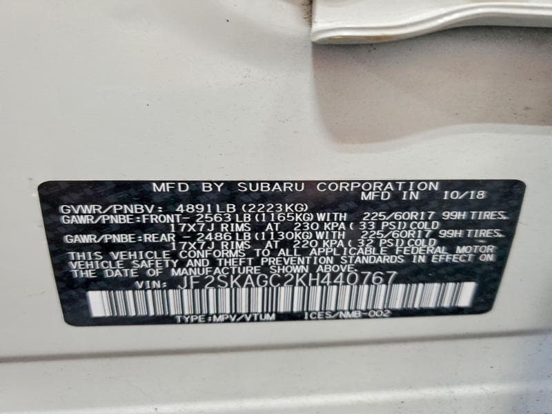 2019 SUBARU FORESTER PREMIUM 13