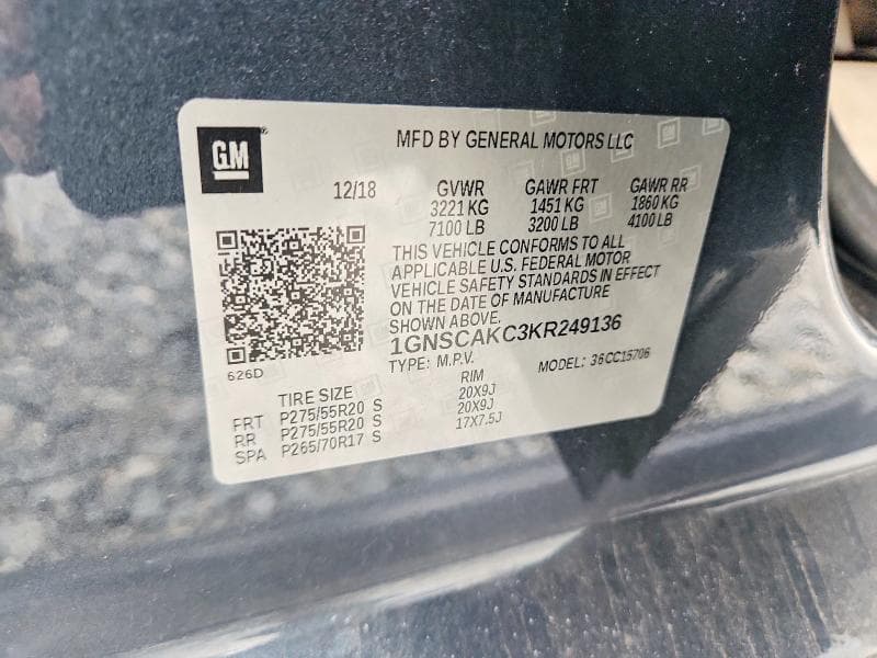 2019 CHEVROLET TAHOE C1500 LS 13