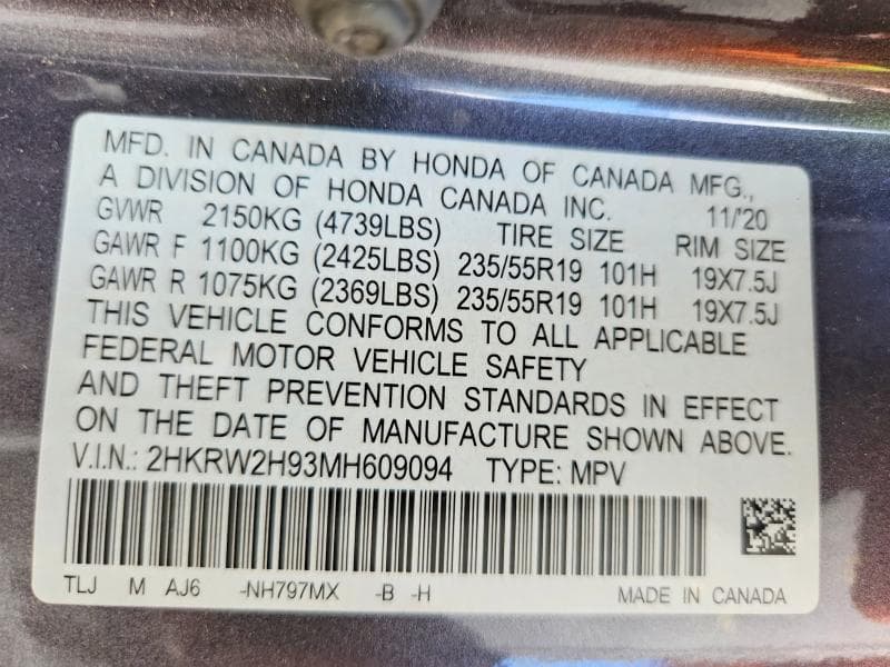 2021 HONDA CR-V TOURING 13