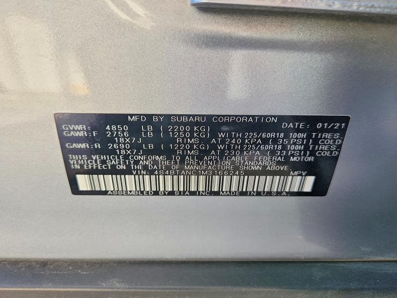 2021 SUBARU OUTBACK LIMITED 13