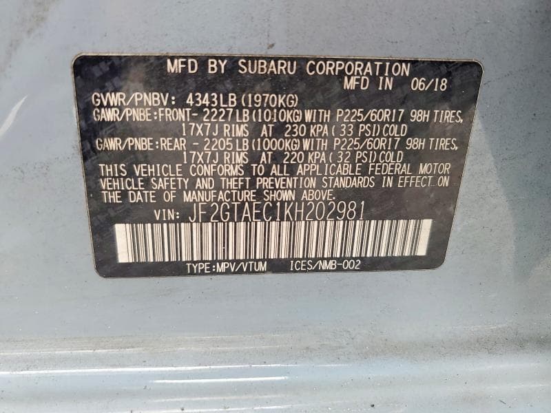 2019 SUBARU CROSSTREK PREMIUM 13