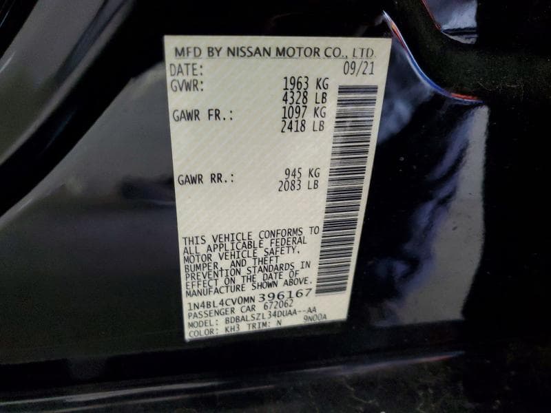 2021 NISSAN ALTIMA SR 12