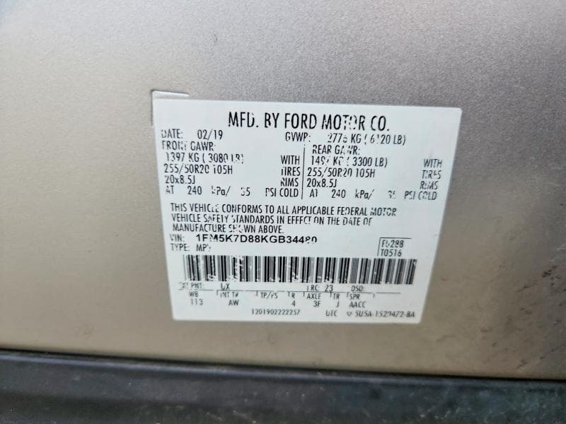 2019 FORD EXPLORER XLT 13