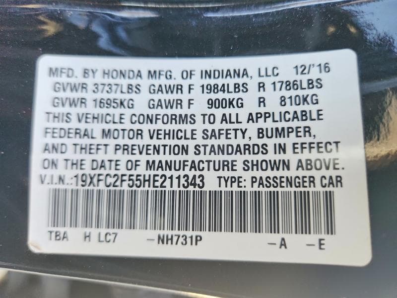 2017 HONDA CIVIC LX 12
