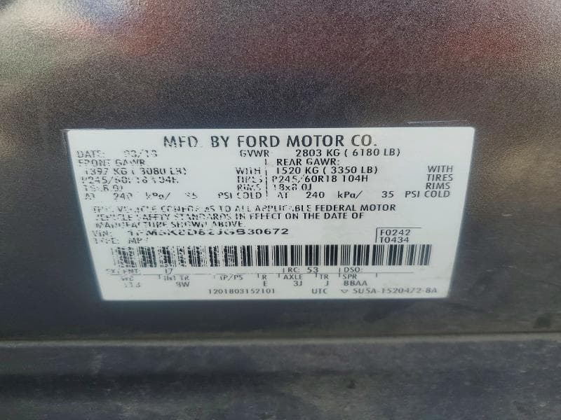 2018 FORD EXPLORER XLT 13