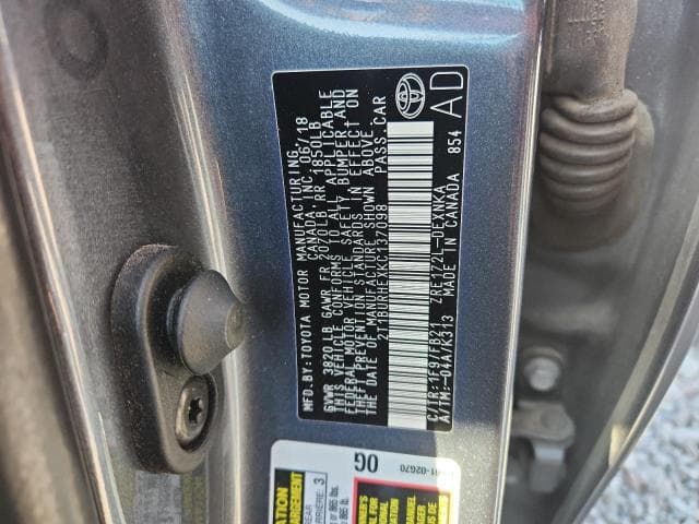 2019 TOYOTA COROLLA LE 12