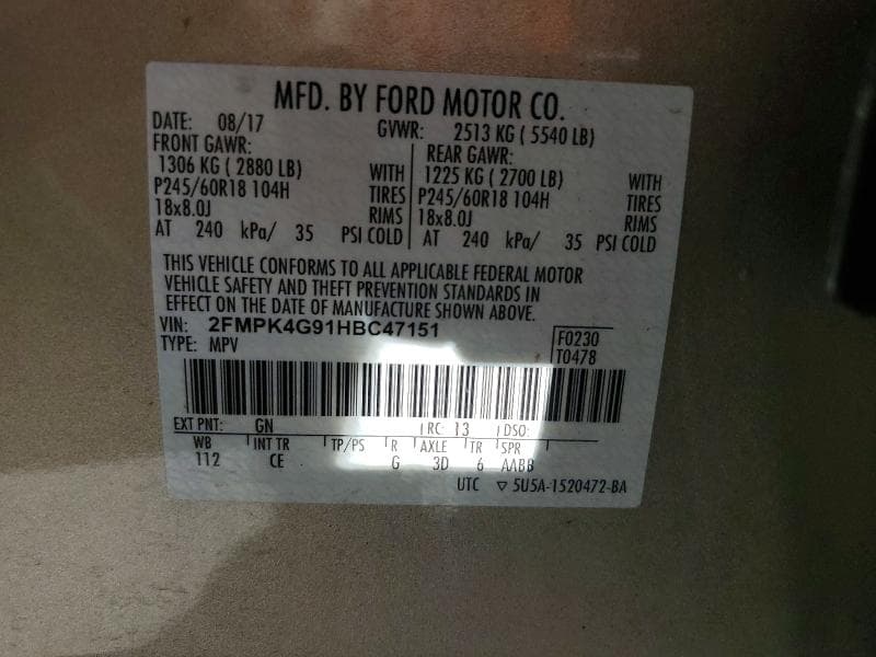 2017 FORD EDGE SE 14