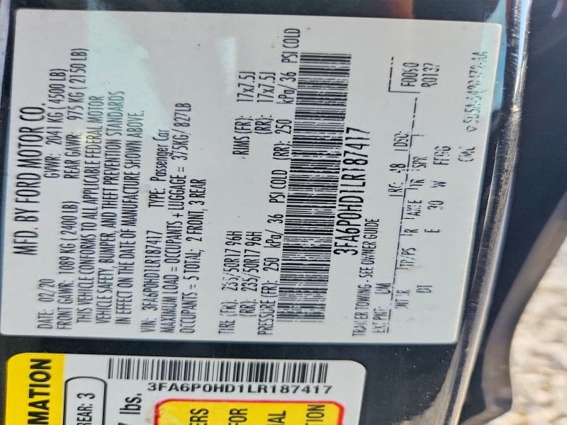 2020 FORD FUSION SE 12