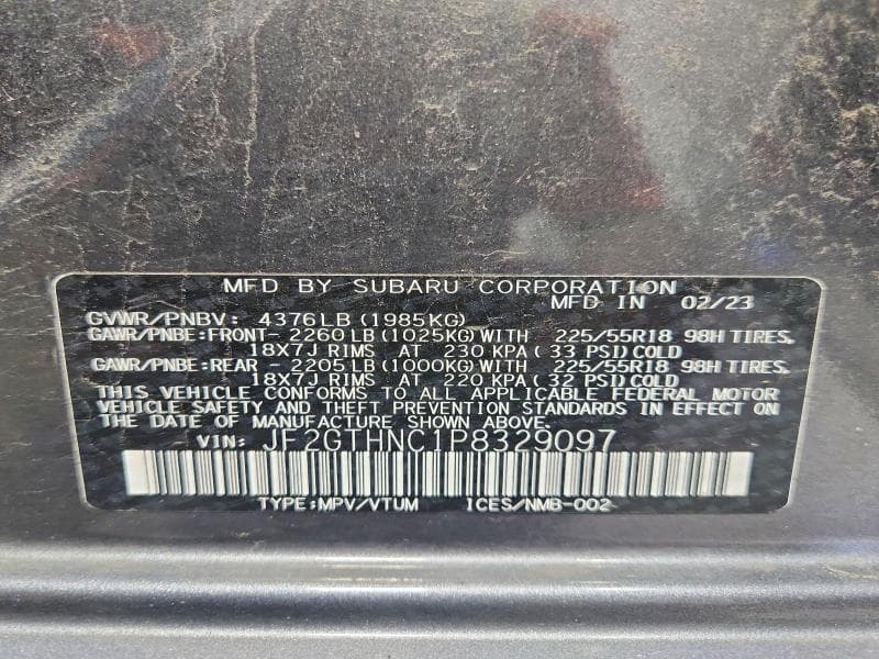 2023 SUBARU CROSSTREK LIMITED 12