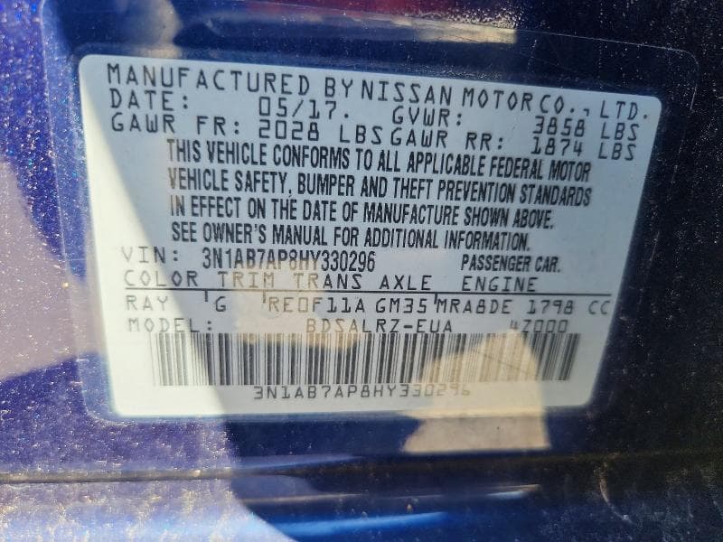 2017 NISSAN SENTRA SR 13