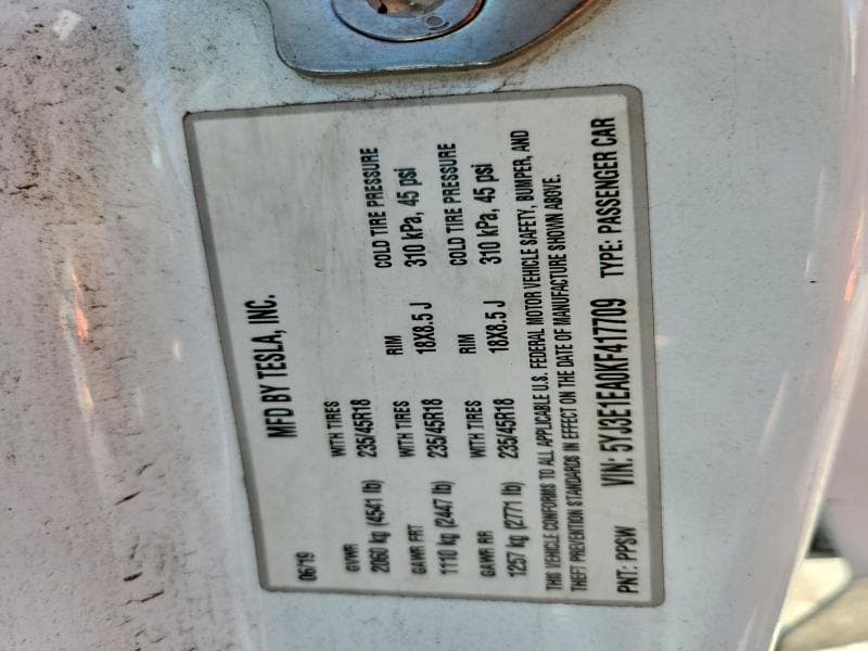 2019 TESLA MODEL 3 12