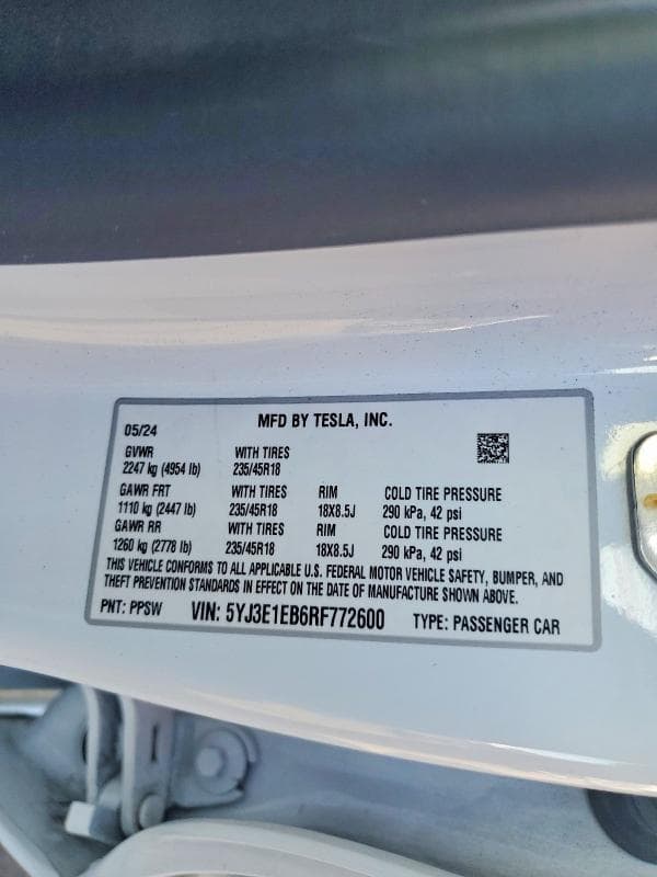 2024 TESLA MODEL 3 12