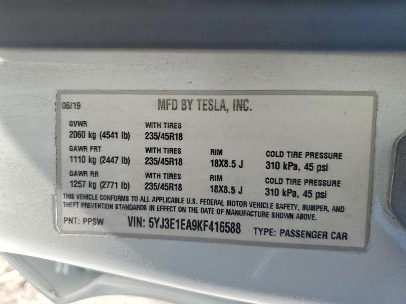 2019 TESLA MODEL 3 12