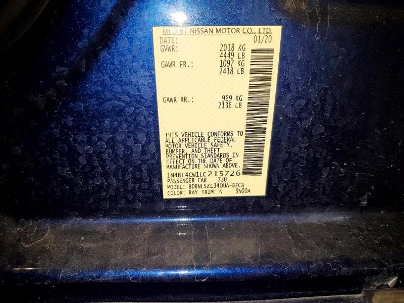 2020 NISSAN ALTIMA SR 12