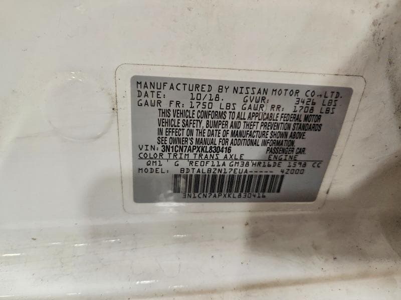 2019 NISSAN VERSA SV 12