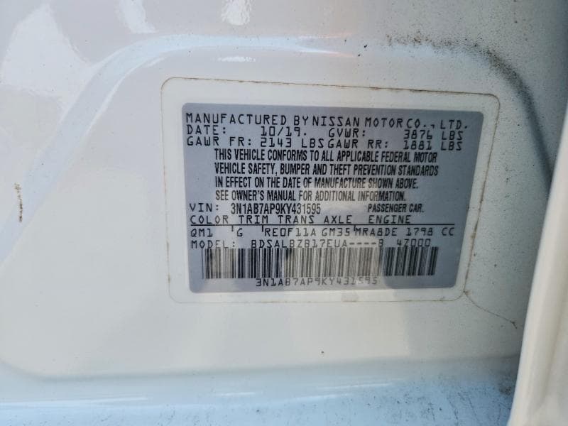 2019 NISSAN SENTRA S 13