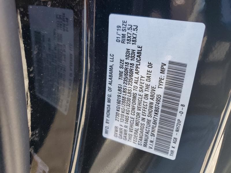 2019 HONDA ODYSSEY EXL 13