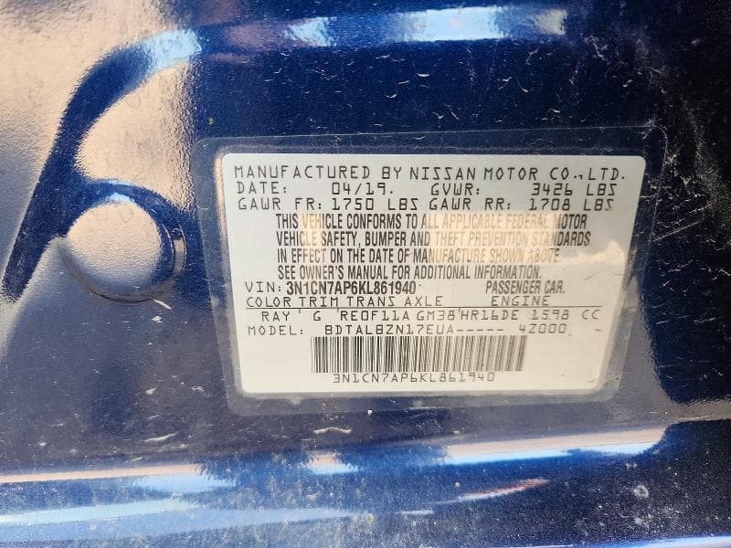 2019 NISSAN VERSA SV 12