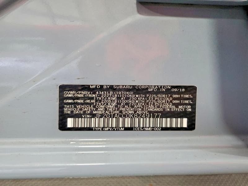 2019 SUBARU CROSSTREK PREMIUM 13