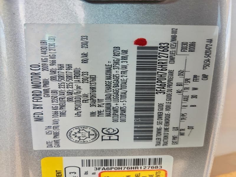2017 FORD FUSION SE 13