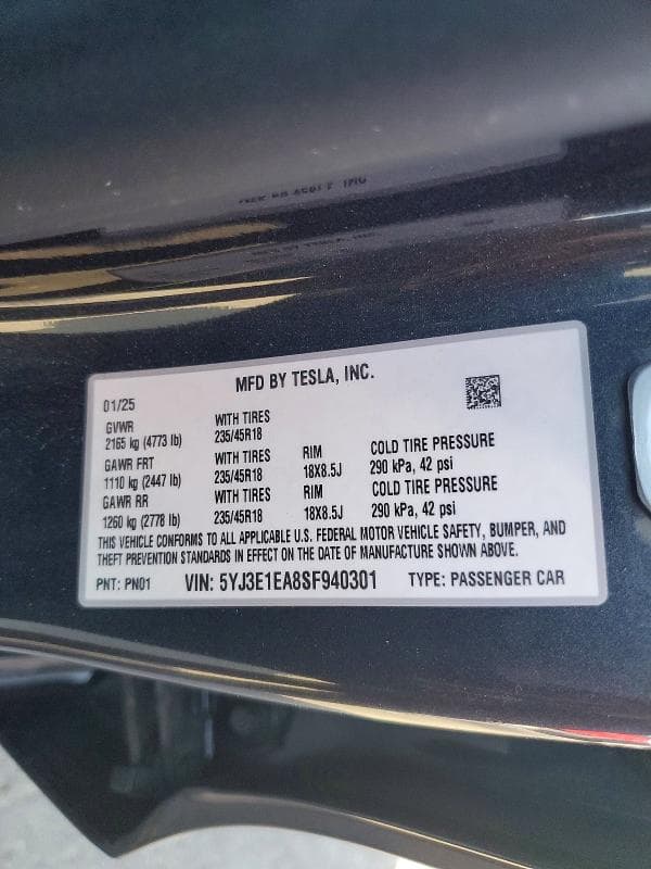 2025 TESLA MODEL 3 12