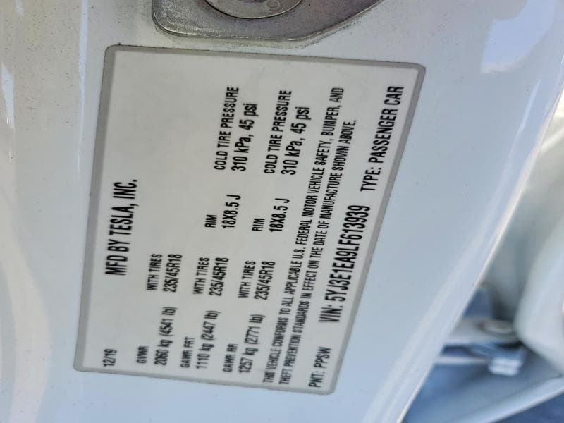 2020 TESLA MODEL 3 12
