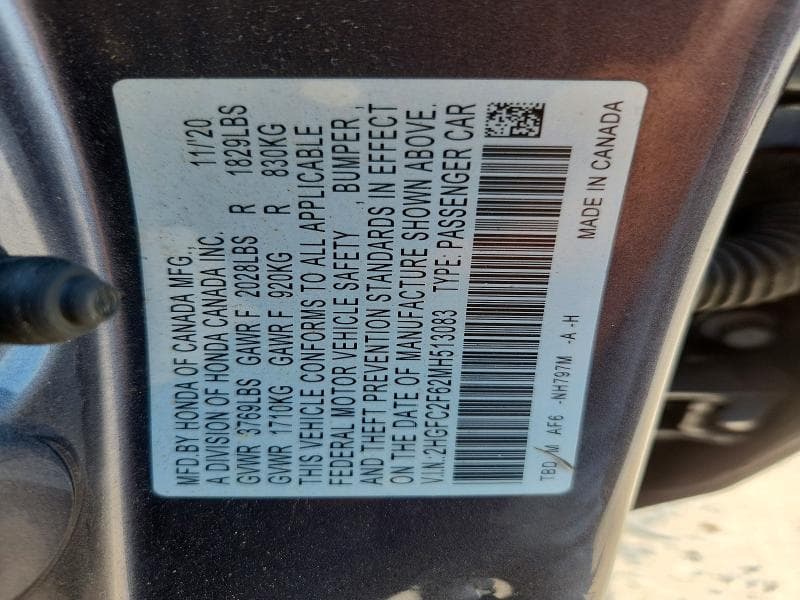 2021 HONDA CIVIC LX 13
