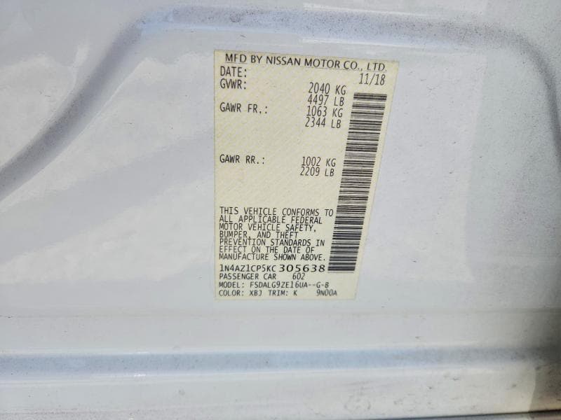 2019 NISSAN LEAF SL 13