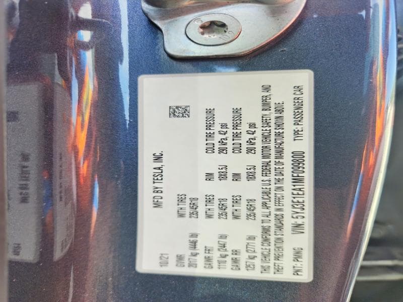 2021 TESLA MODEL 3 12