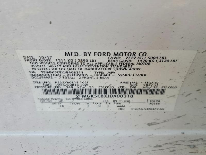 2018 FORD FLEX SEL 13