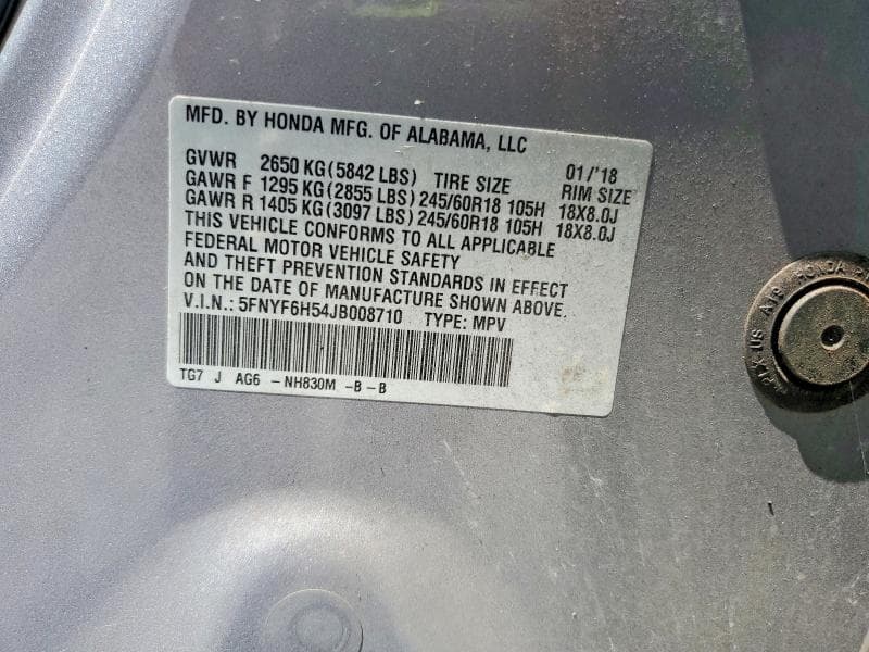 2018 HONDA PILOT EXL 13