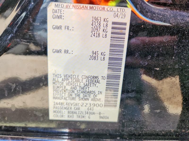 2019 NISSAN ALTIMA SL 12
