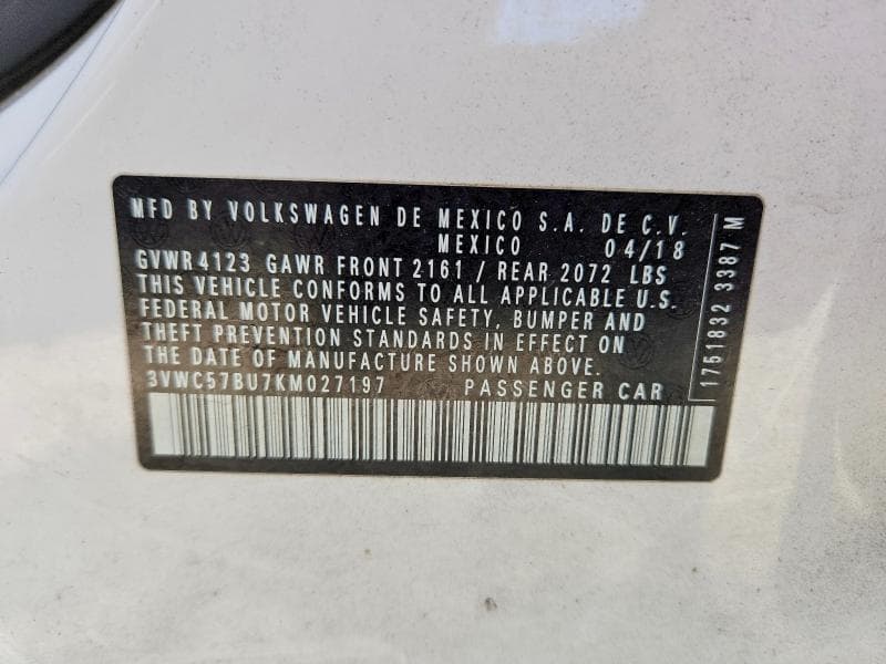 2019 VOLKSWAGEN JETTA S 12