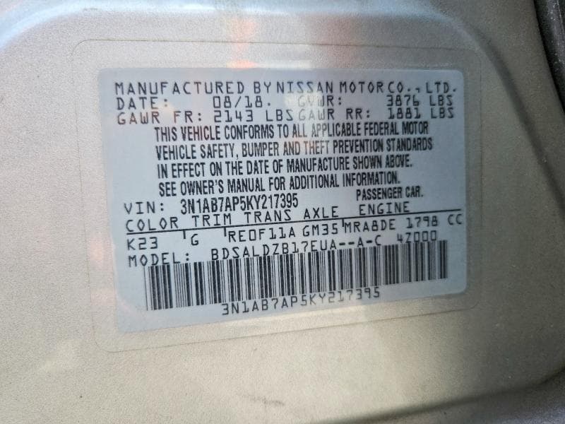 2019 NISSAN SENTRA SV 13