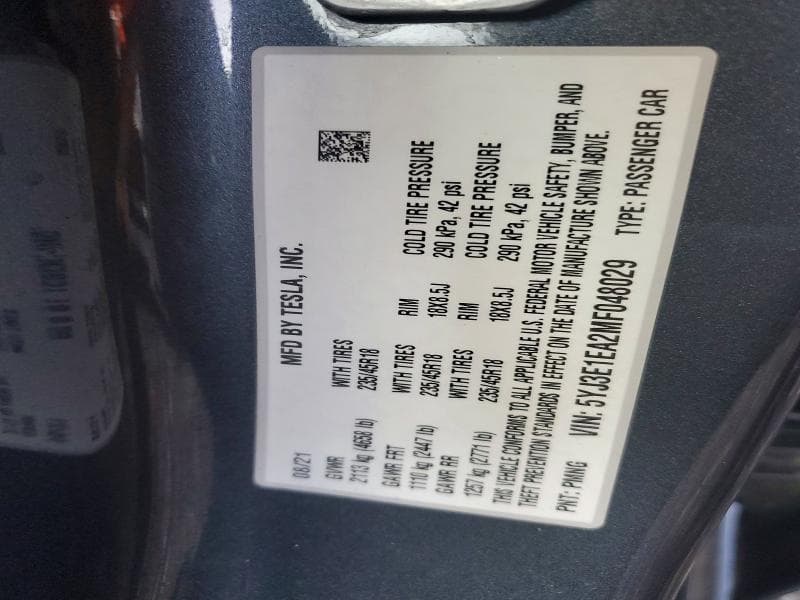 2021 TESLA MODEL 3 12