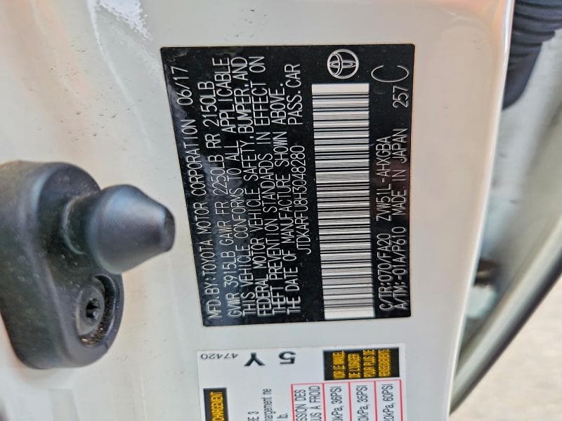 2017 TOYOTA PRIUS TWO ECO 12