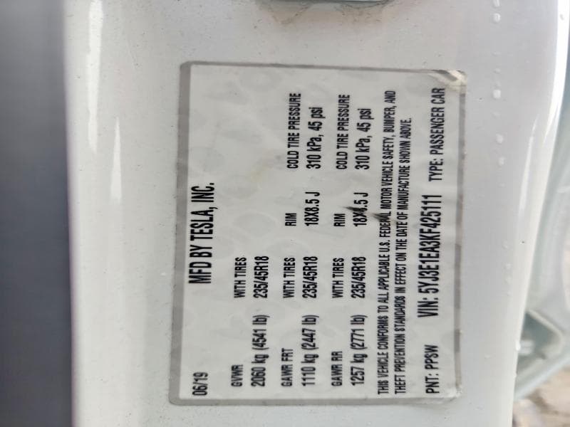 2019 TESLA MODEL 3 12