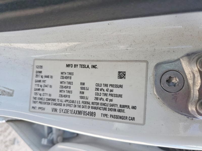 2021 TESLA MODEL 3 12