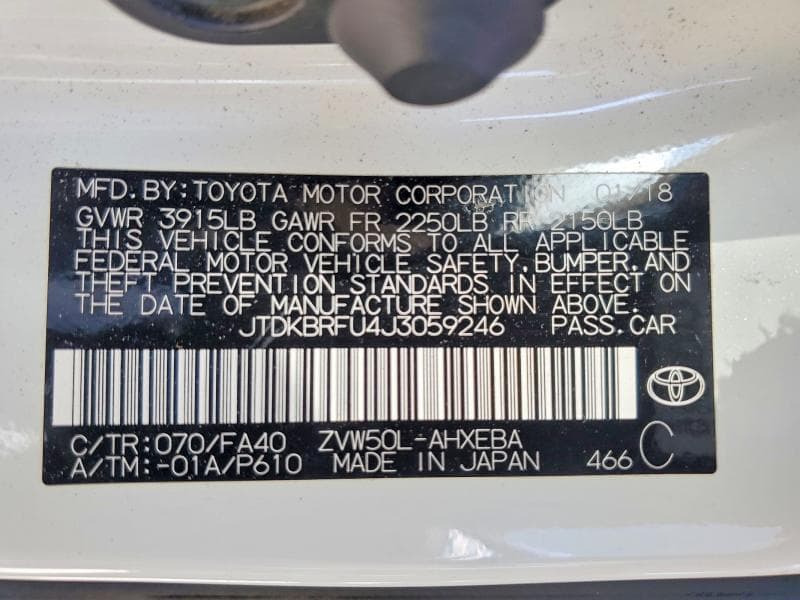 2018 TOYOTA PRIUS TWO 13