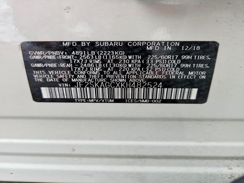 2019 SUBARU FORESTER PREMIUM 13
