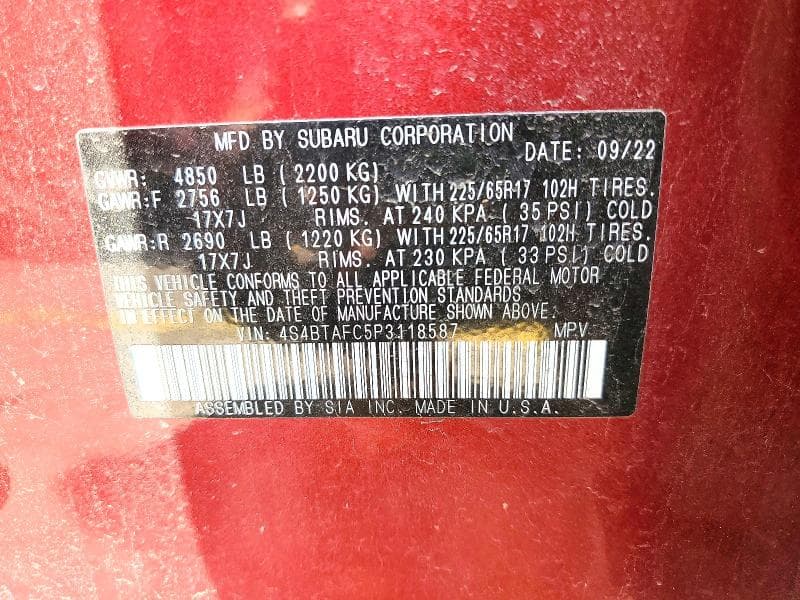 2023 SUBARU OUTBACK PREMIUM 13
