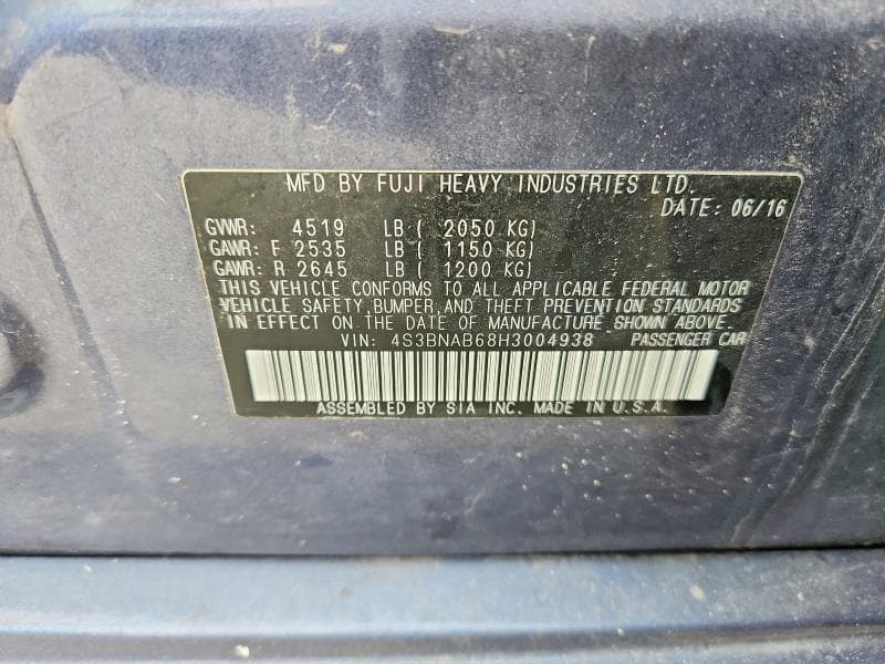 2017 SUBARU LEGACY 2.5I 13