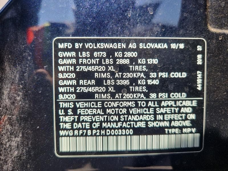 2017 VOLKSWAGEN TOUAREG WOLFSBURG 13