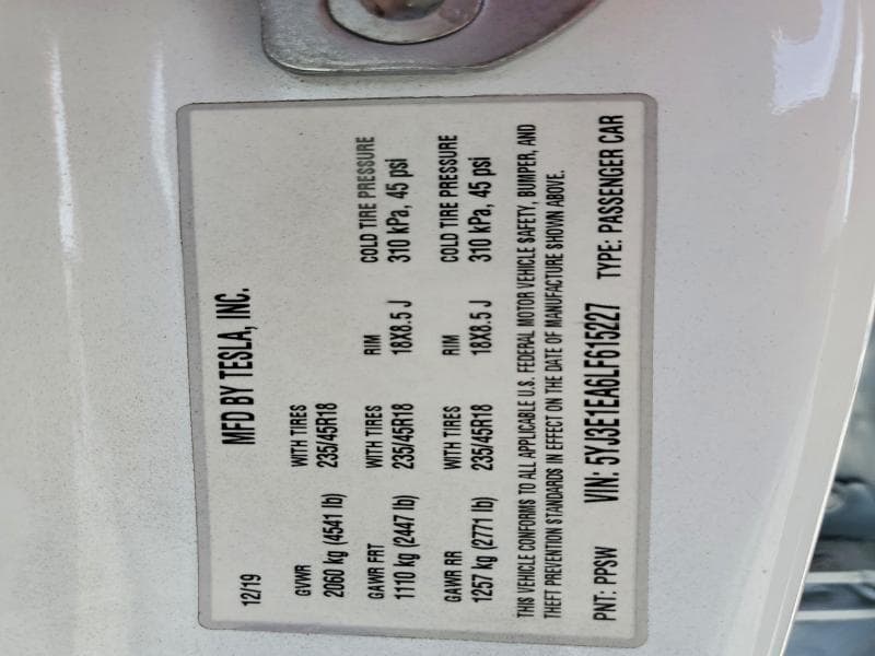 2020 TESLA MODEL 3 13